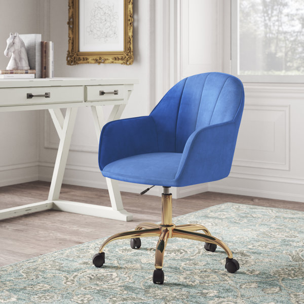 Navy Blue Velvet Office Chair Wayfair.co.uk